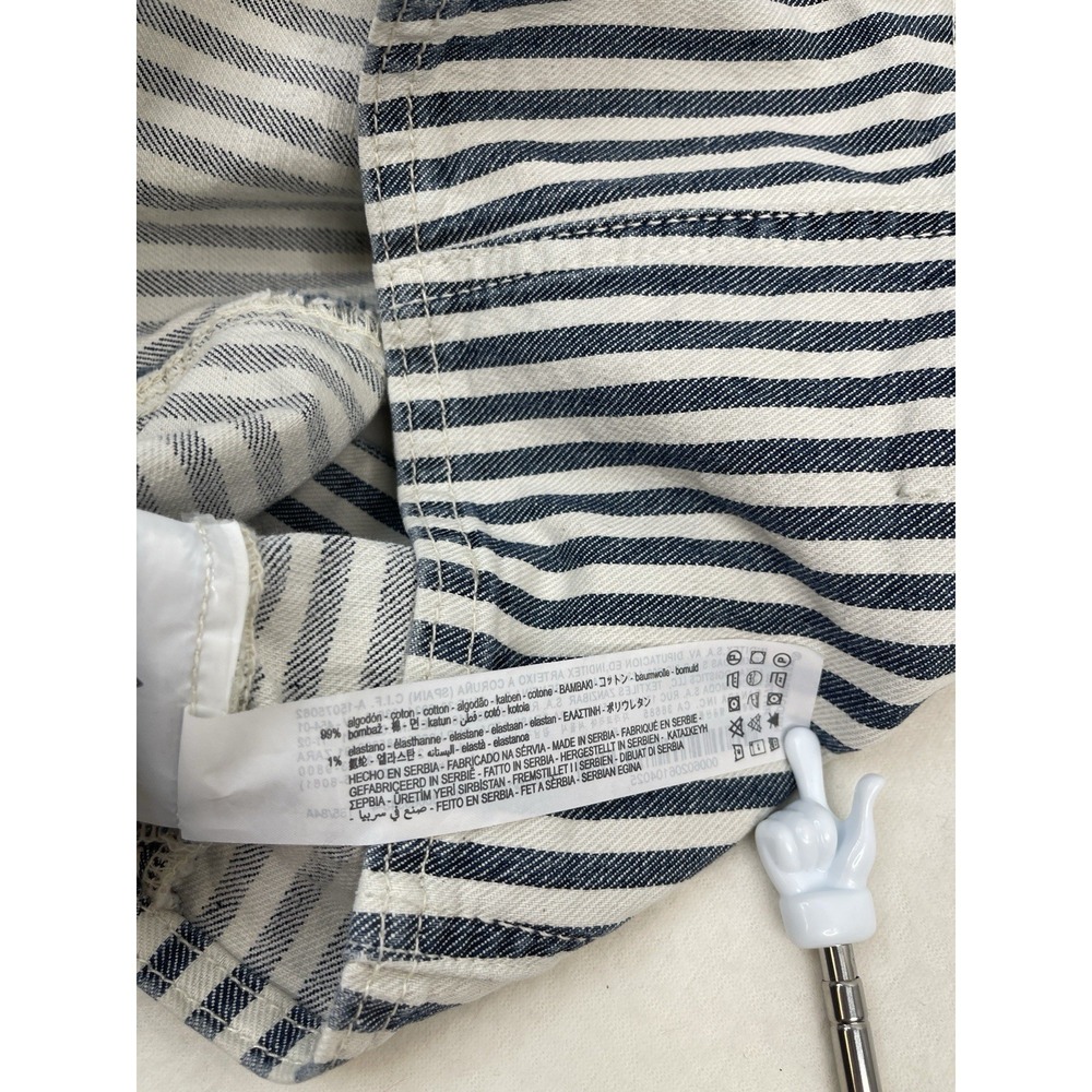 Zara Striped Denim Crop Top in Navy/Ivory‎ Size Small EUC - Picture 3 of 7